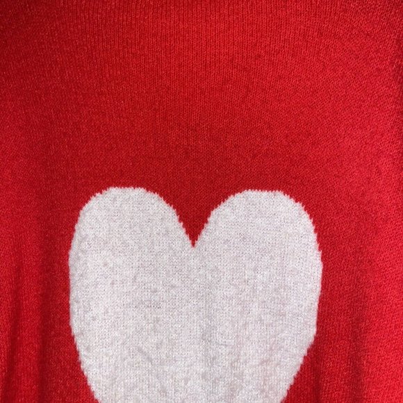 NEW Cupcakes & Cashmere Women Size XL Sweater Heart Colorblock Red Pink Knit Top - Picture 2 of 6